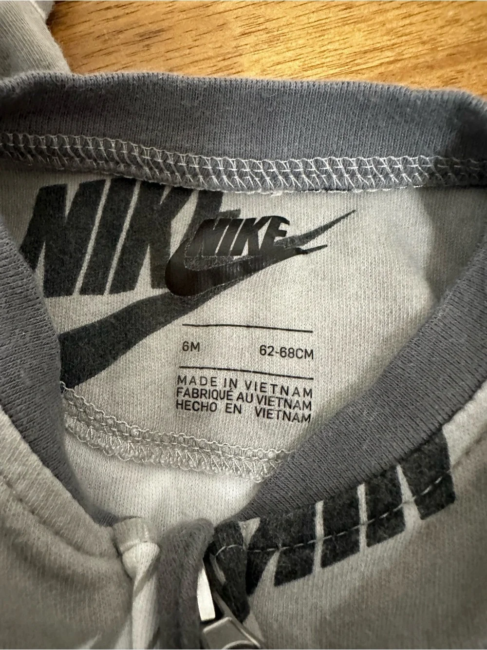 Nike logo print gray zipper pjs size 6m